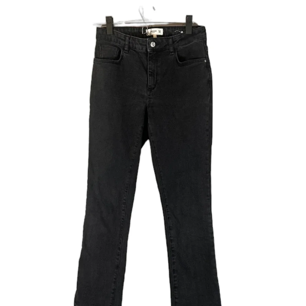 MNG by Mango Black Cotton Blend Jandri Straight Leg Denim Jeans Women Sz 4